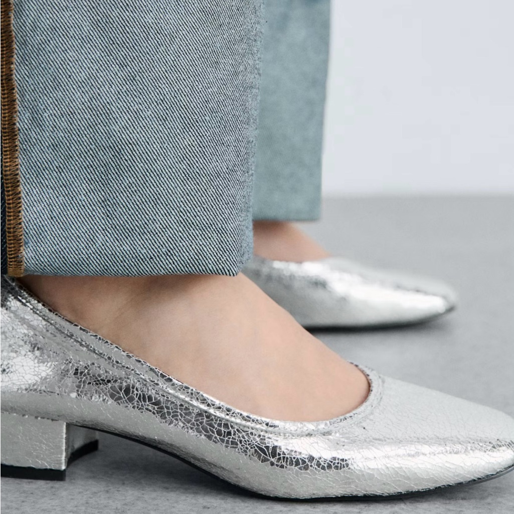 Mango Metallic Silver Shoes